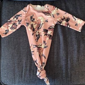 Blush Newborn Tie Bottom gown & Hat